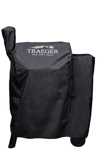 Traeger BAC503 full-length pellet grill cover fitted to a Pro 575