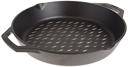 Lodge pre-seasoned cast iron round grilling basket