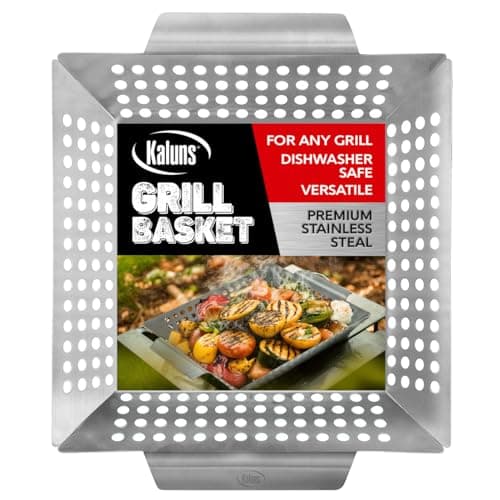 Kaluns heavy duty stainless steel rectangular vegetable grill basket