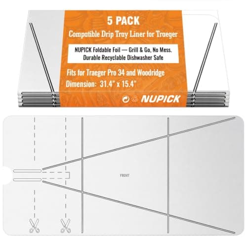 NUPICK BAC818 drip tray liners for Traeger Pro 34 and Woodridge