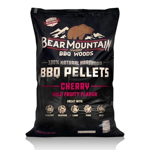 Bear Mountain cherry wood pellets for smoking pork ribs on a pellet grill