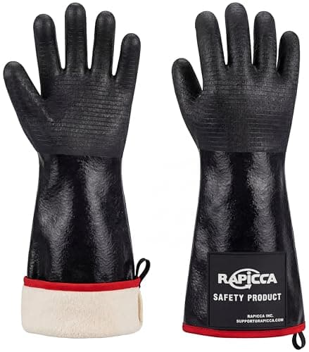 RAPICCA 14-inch neoprene BBQ grill gloves, our top overall pick for pellet grill work