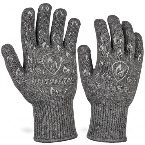 EN407-certified cut-resistant grill gloves with silicone grip and cotton lining