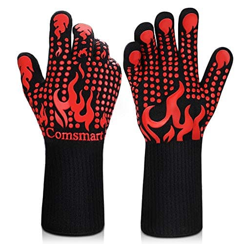 Comsmart silicone non-slip BBQ grilling gloves with long cuff
