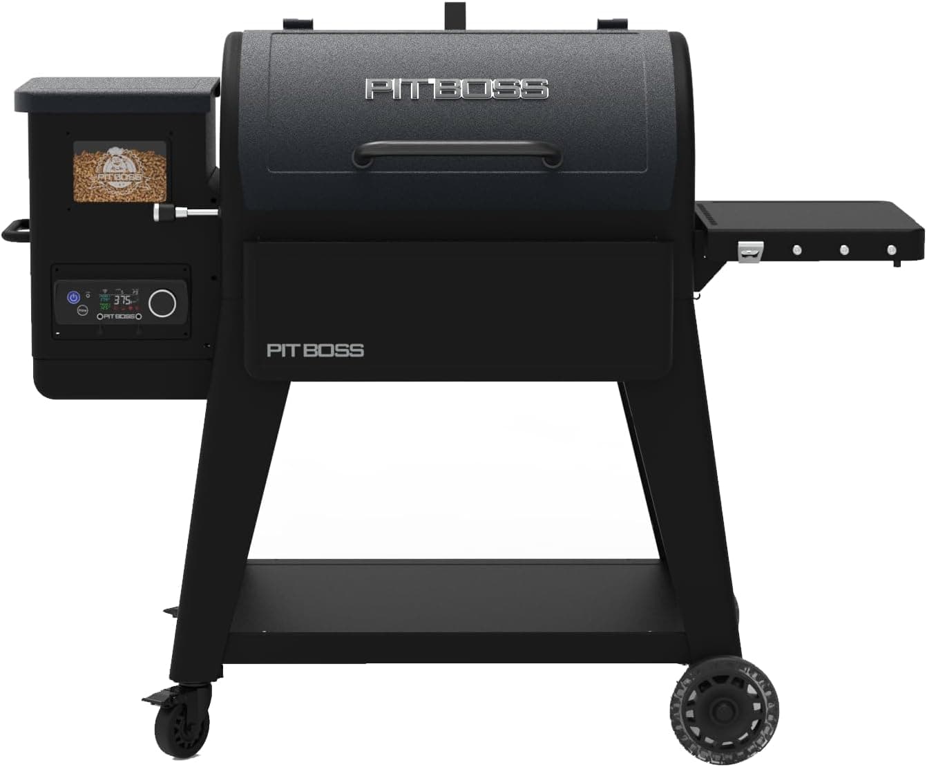 Pit Boss Navigator 850 pellet grill with slide-plate flame broiler for searing